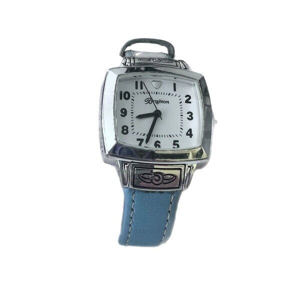 Brighton Orchard Watch Blue Leather Band Square Dial Silver Plated New Battery - Picture 6 of 7